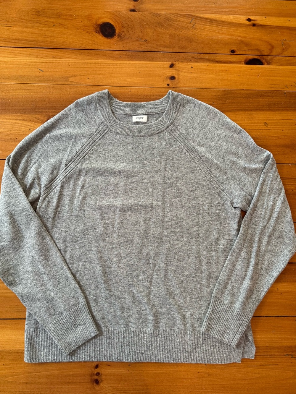 NWOT J. Crew Heather Gray Wool Blend  Boyfriend Crewneck Sweater, Size M